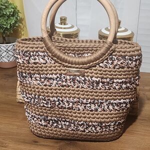 Handmade Woven Tote Bag in Brown and Tan